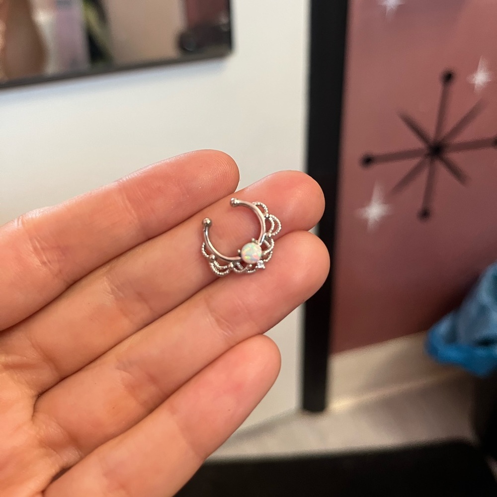 Fake Septum Ring Opal